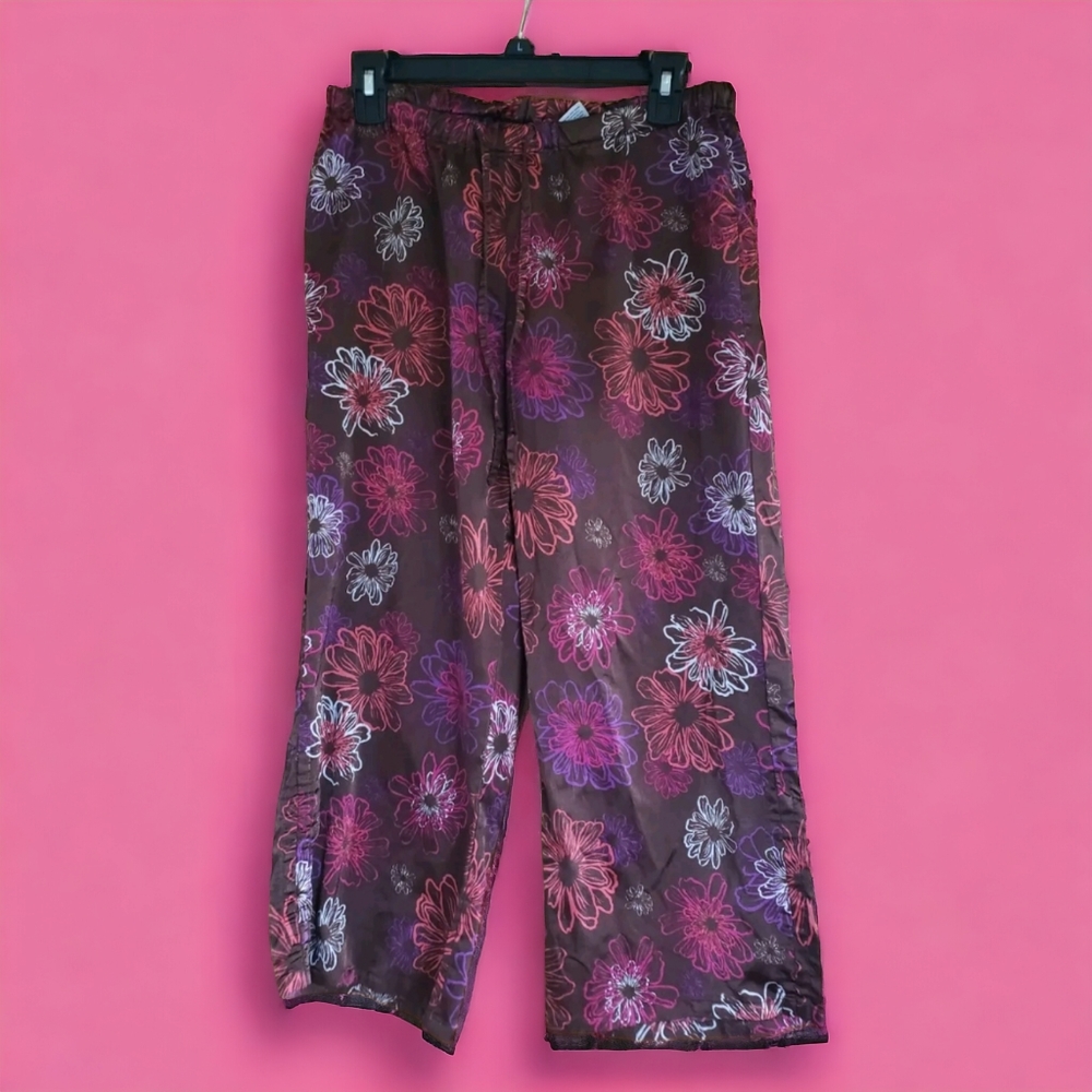 Relativity Capri Length Silky Lounge Drawstring Pants Pajamas Sweats Small